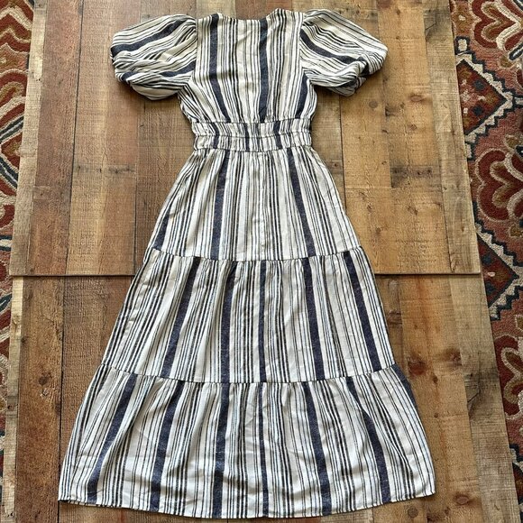 Kate & Lily Womens Striped Tiered Maxi Dress W/ Puff Sleeves Size 6 - Picture 6 of 8
